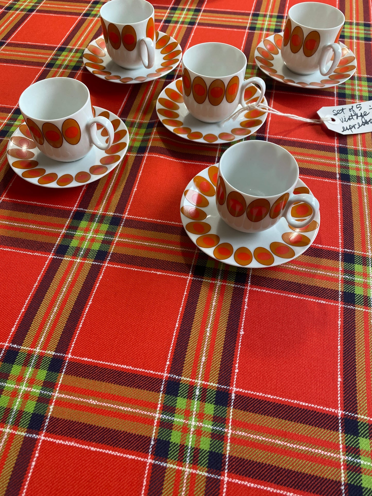 Set of 5 Vintage Italian Espresso Cups with Saucers