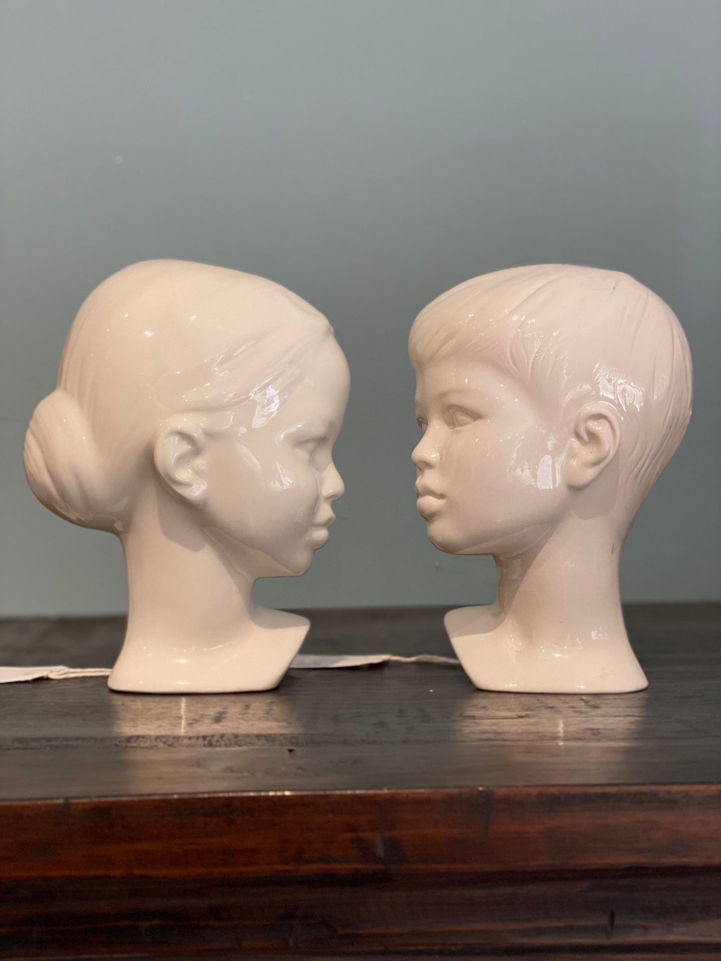 Pair of Vintage Boy & Girl Busts
