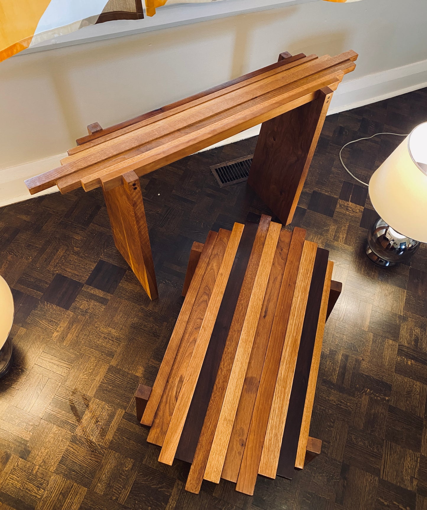 Glass & Teak Console Table