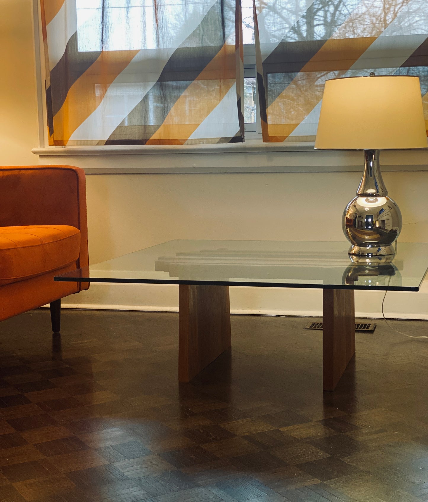 Glass & Teak Coffee Table
