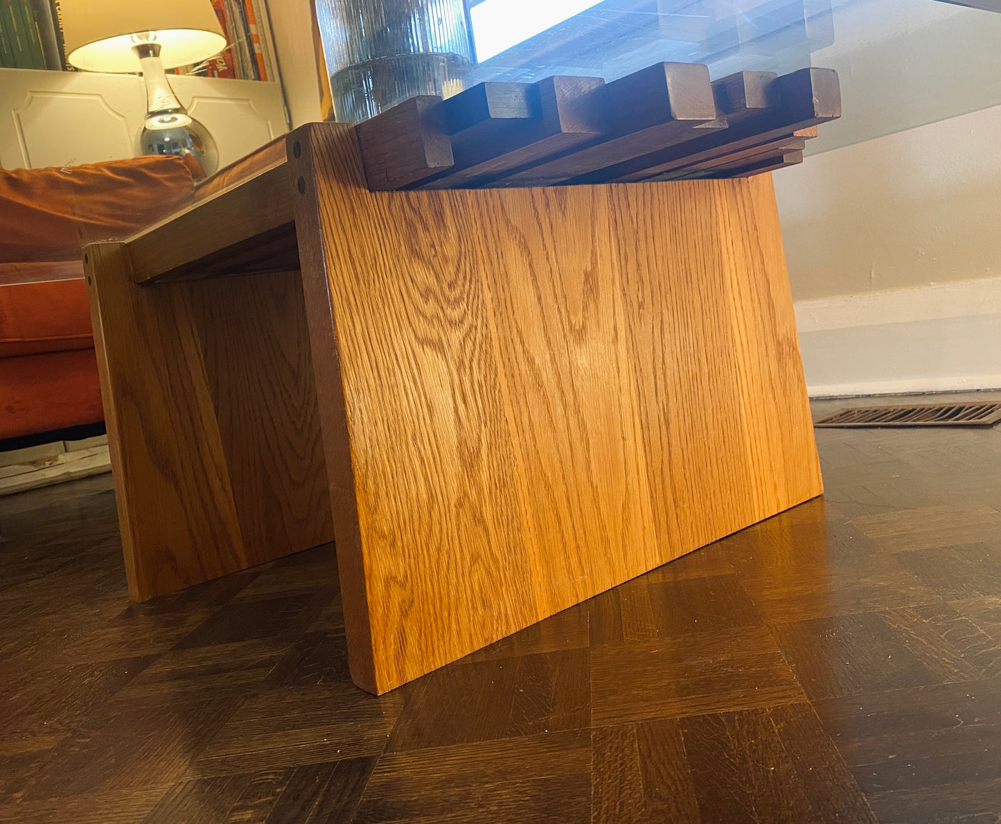 Glass & Teak Coffee Table