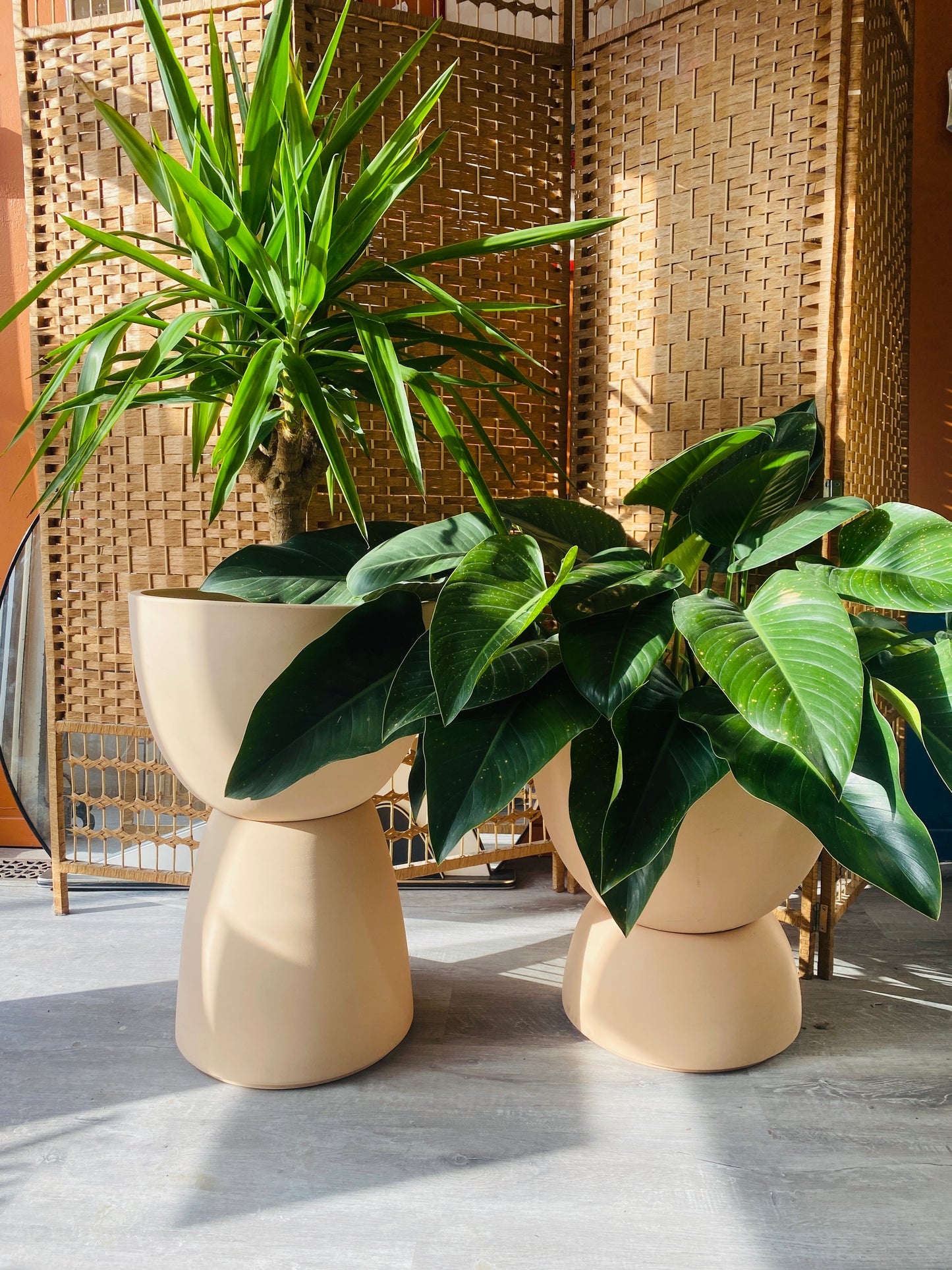 Large Pale Golden Ceramic Planter