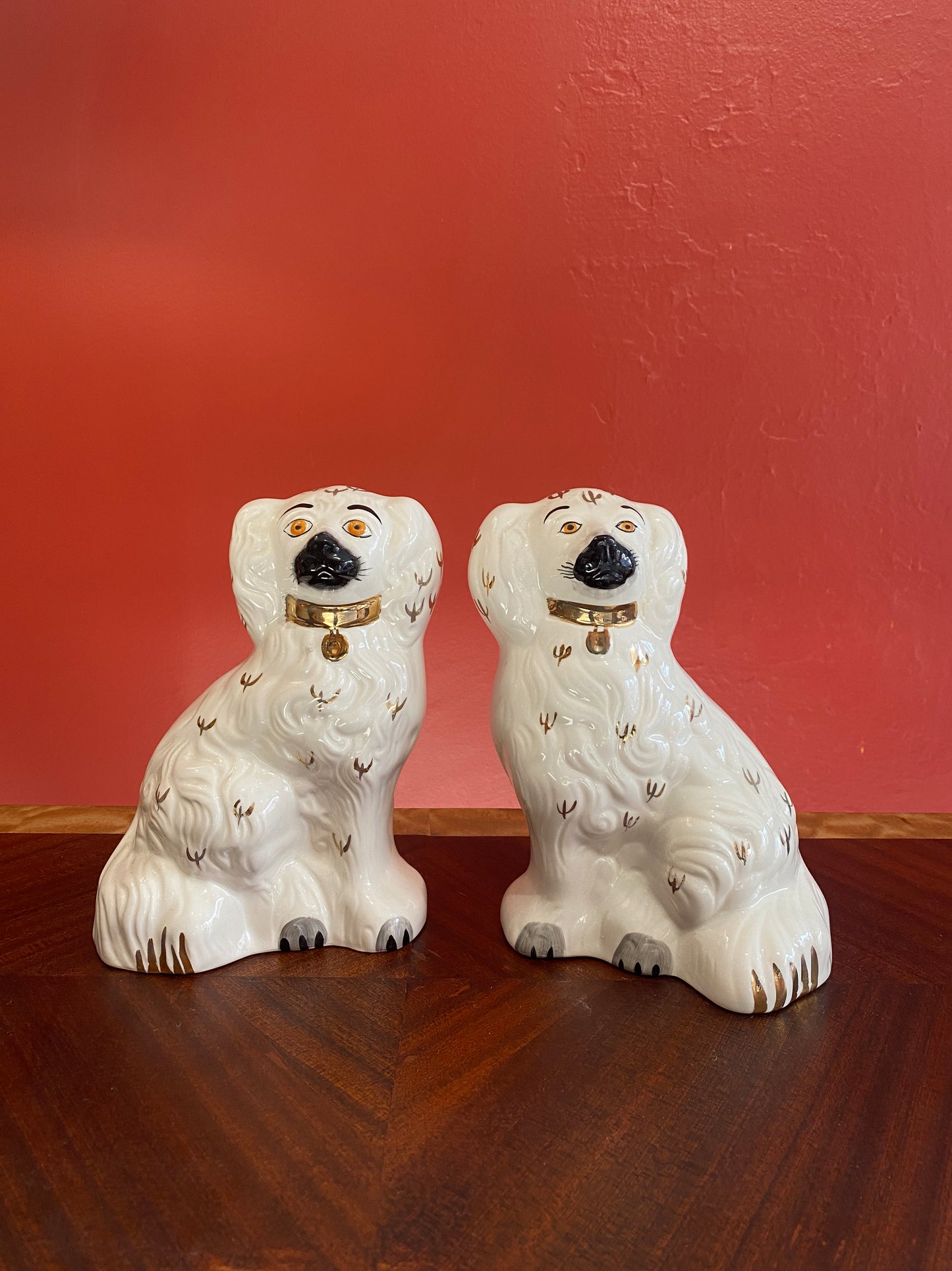 Large Pair of Mid-Century Staffordshire King Charles Spaniels