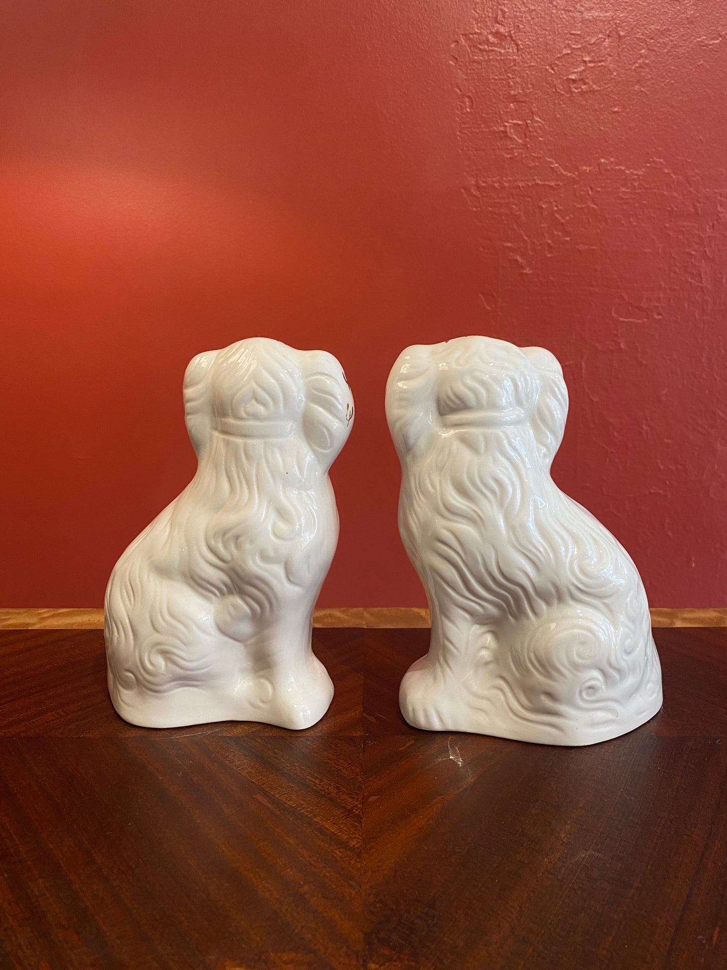 Large Pair of Mid-Century Staffordshire King Charles Spaniels