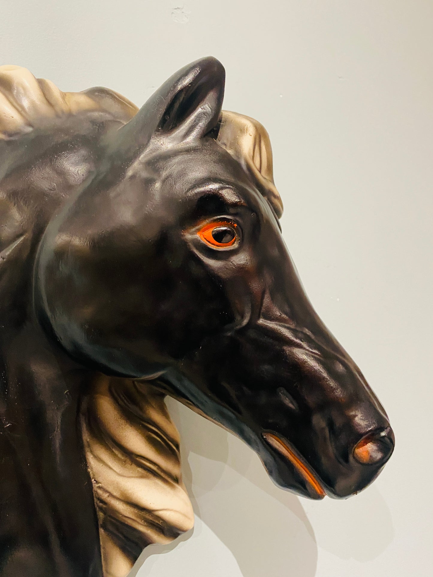 Vintage Plaster Horse Head, Right Facing