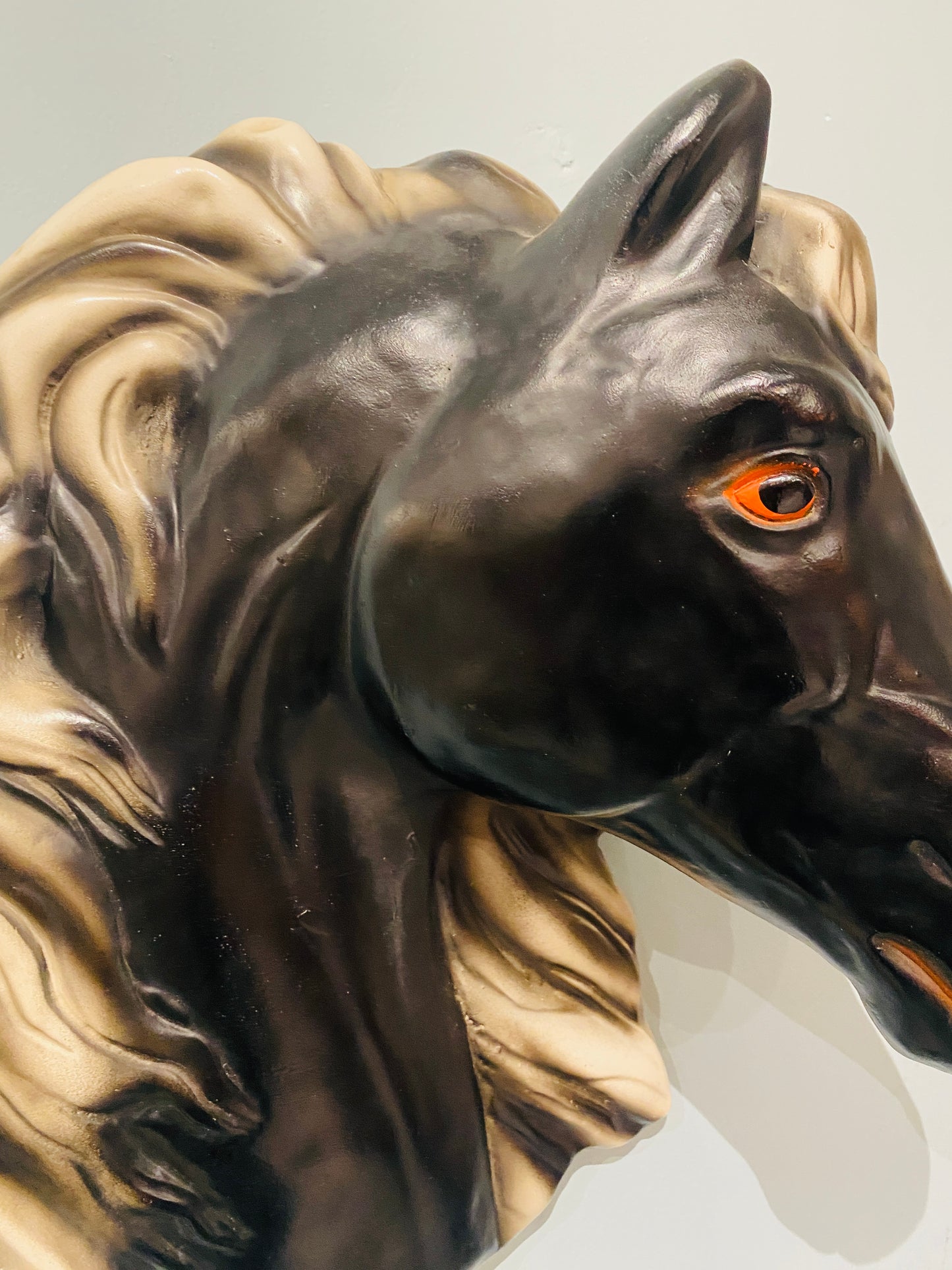 Vintage Plaster Horse Head, Right Facing