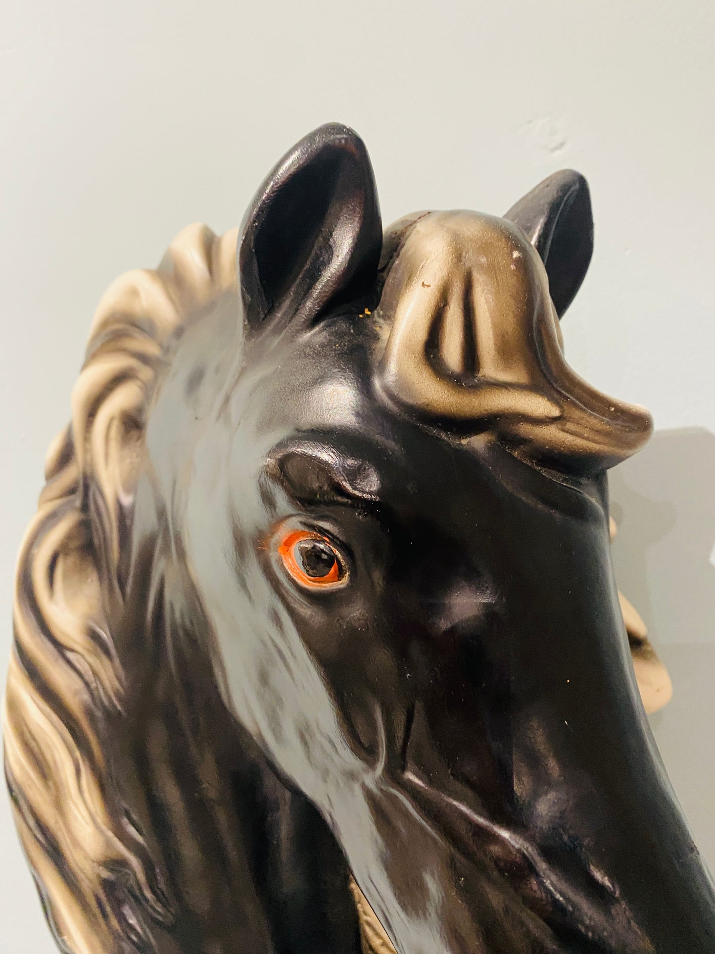 Vintage Plaster Horse Head, Right Facing