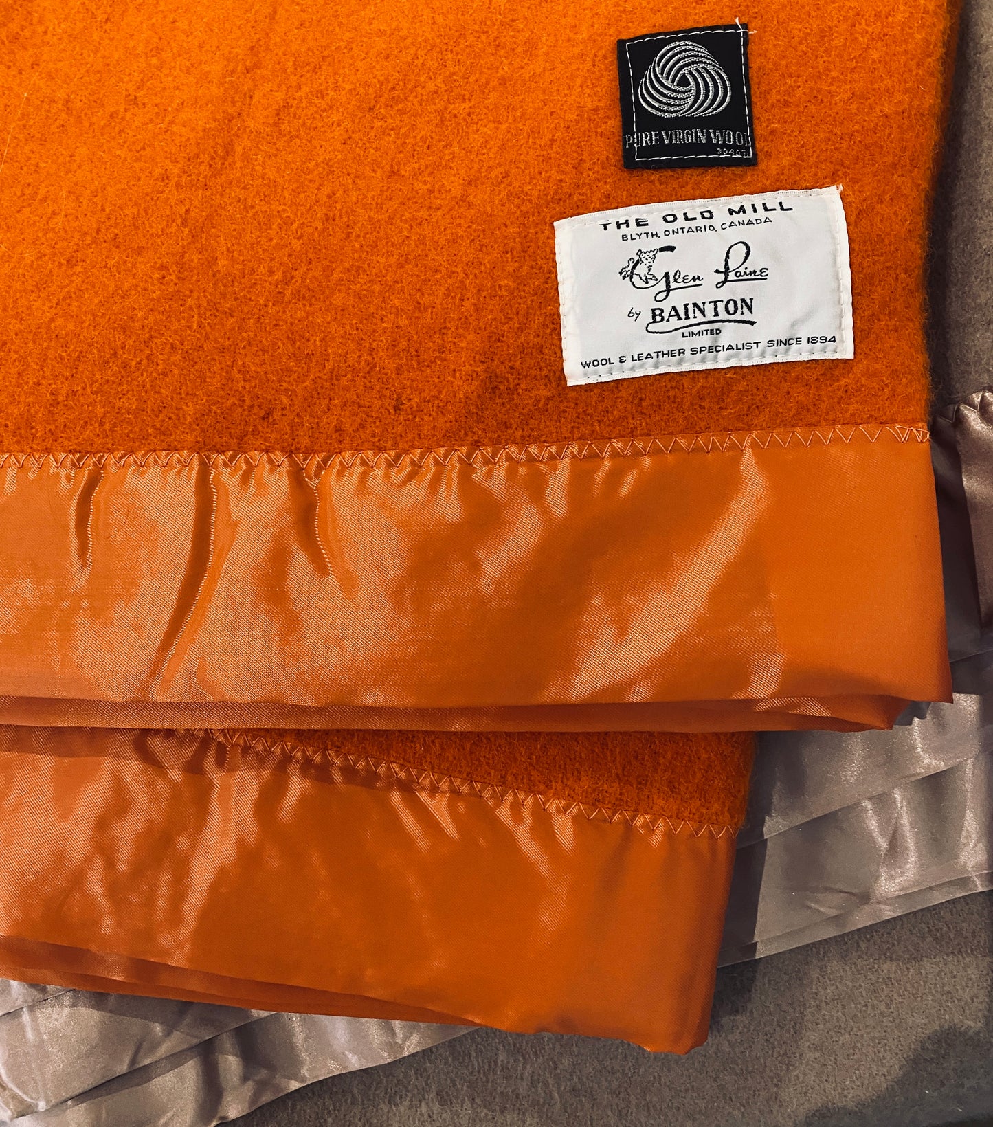 Mint Condition Vintage Bainton Orange Wool Blanket
