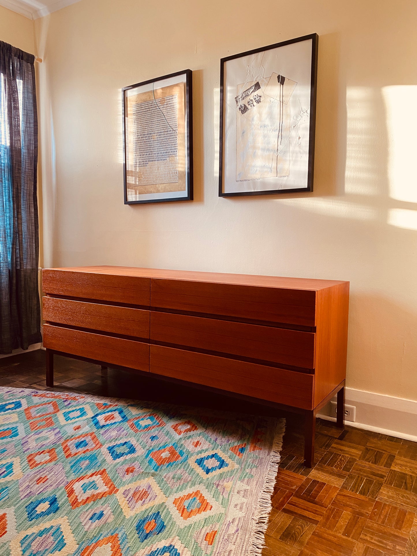 1970s Teak 6 Drawer Double Dresser