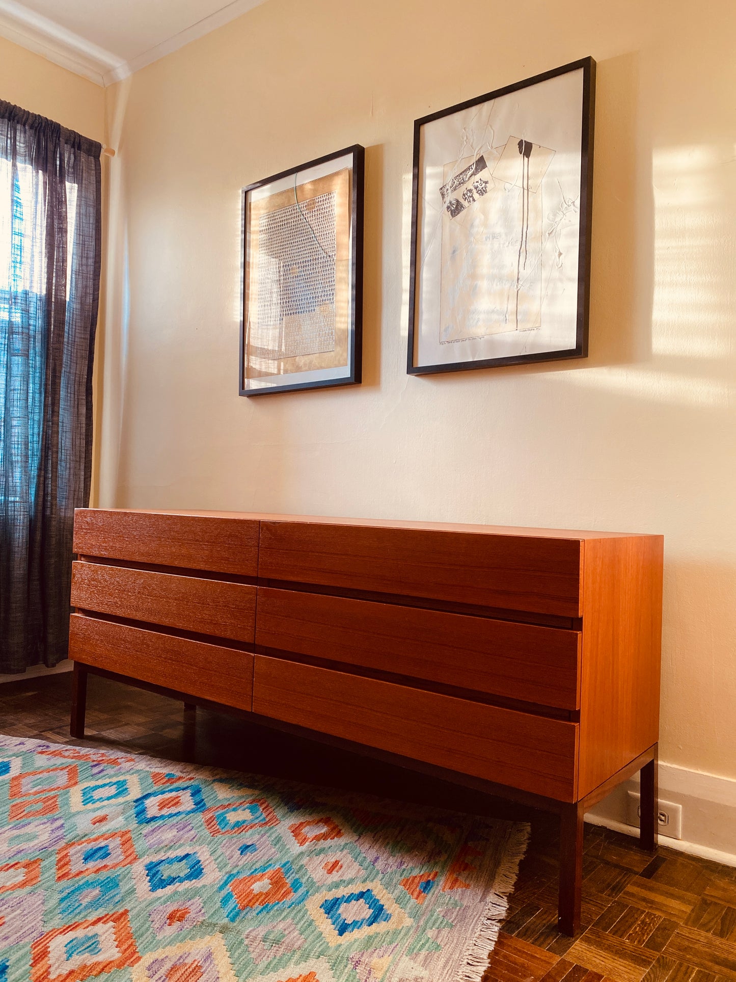 1970s Teak 6 Drawer Double Dresser