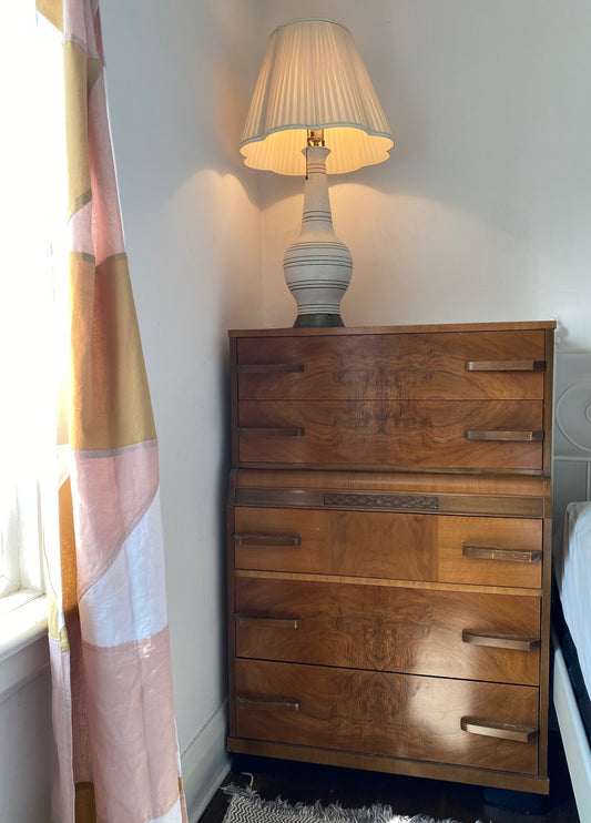 1950s Antique Highboy Walnut Dresser