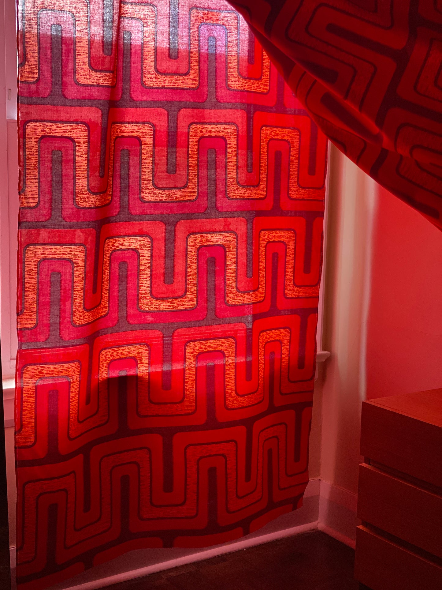 Vintage Roll of 1970s Patterned Fabric By the Yard