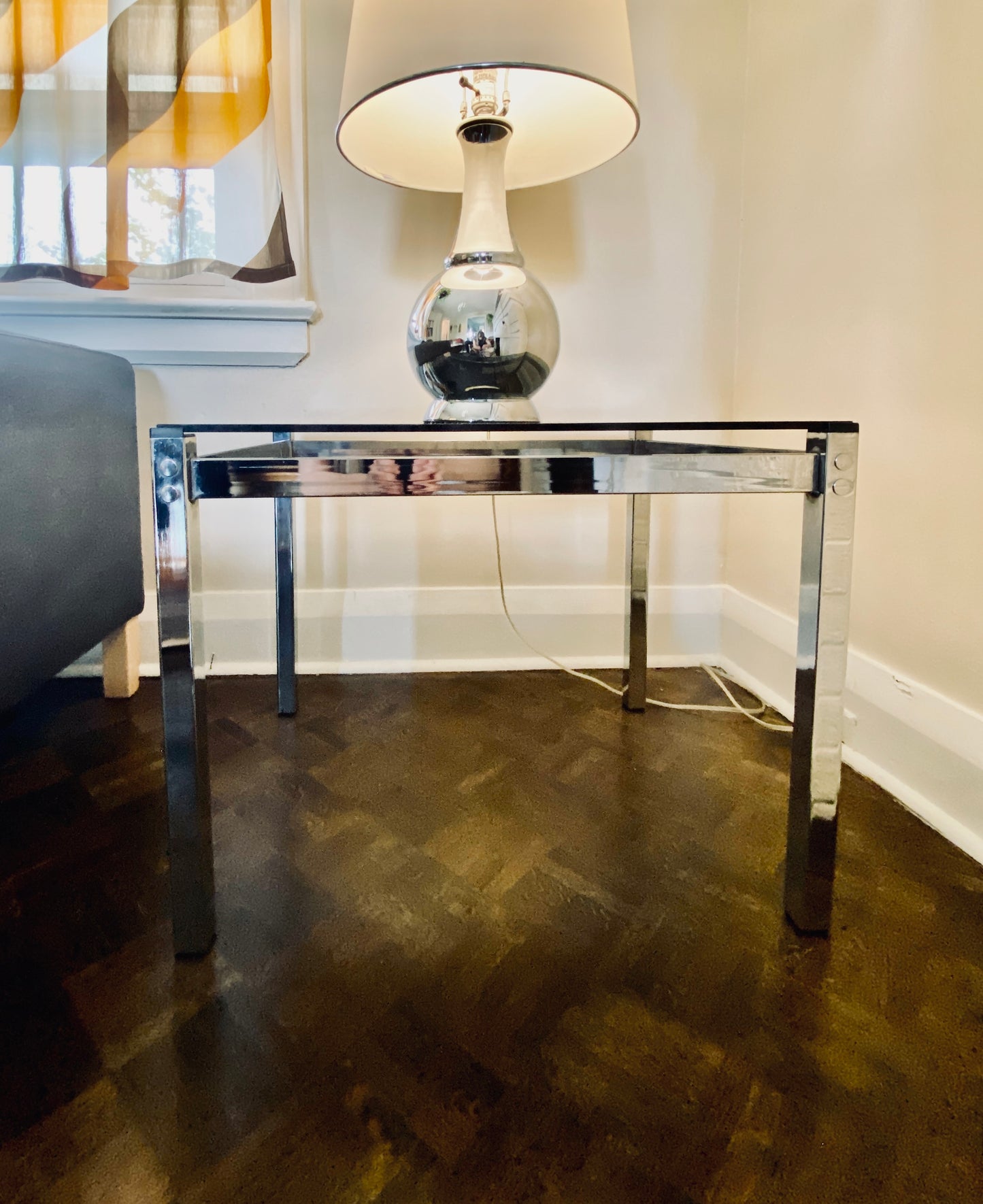 1970s Smoky Glass & Chrome Side Table