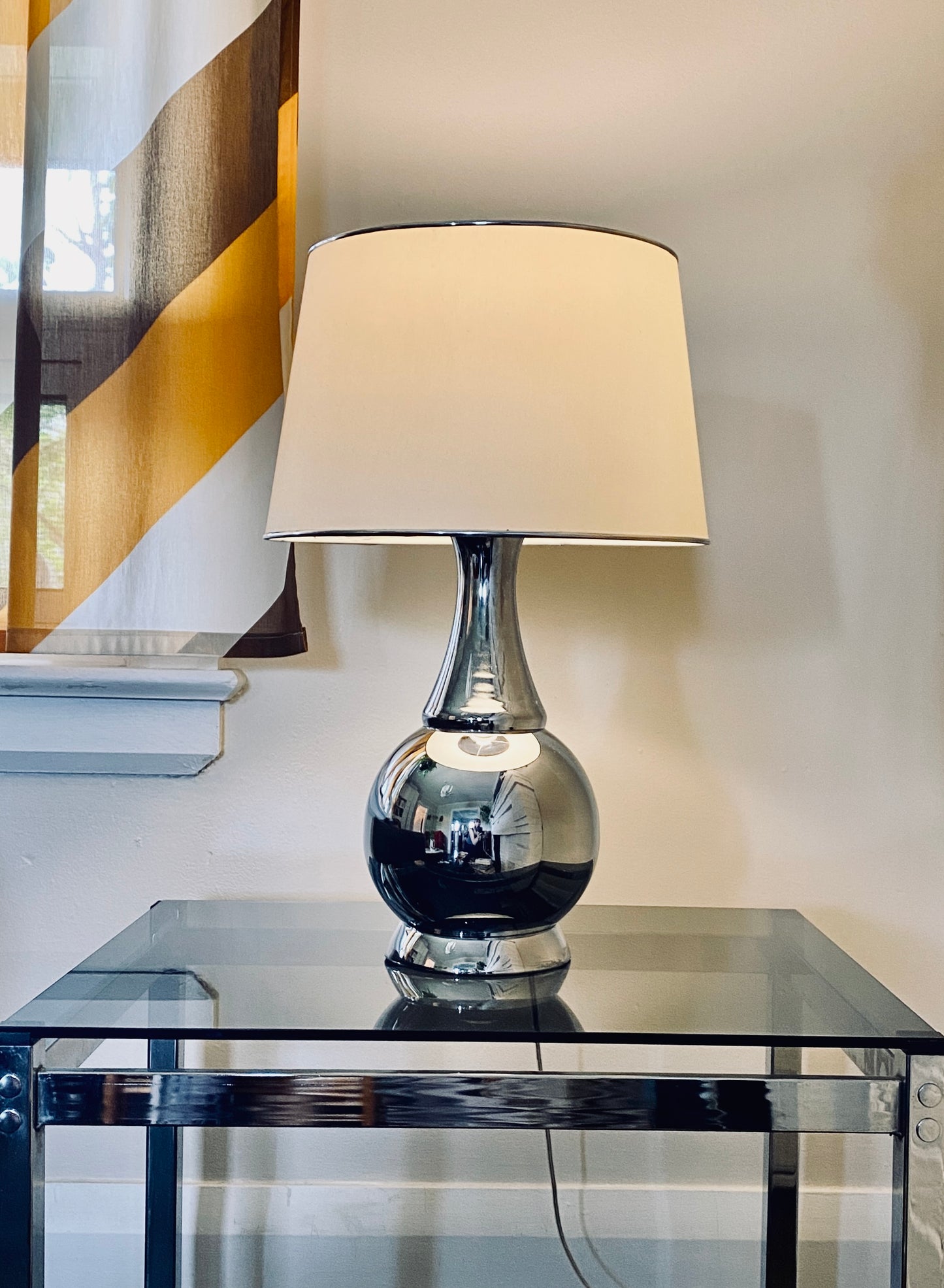 Pair of 1980s Chrome Lamps