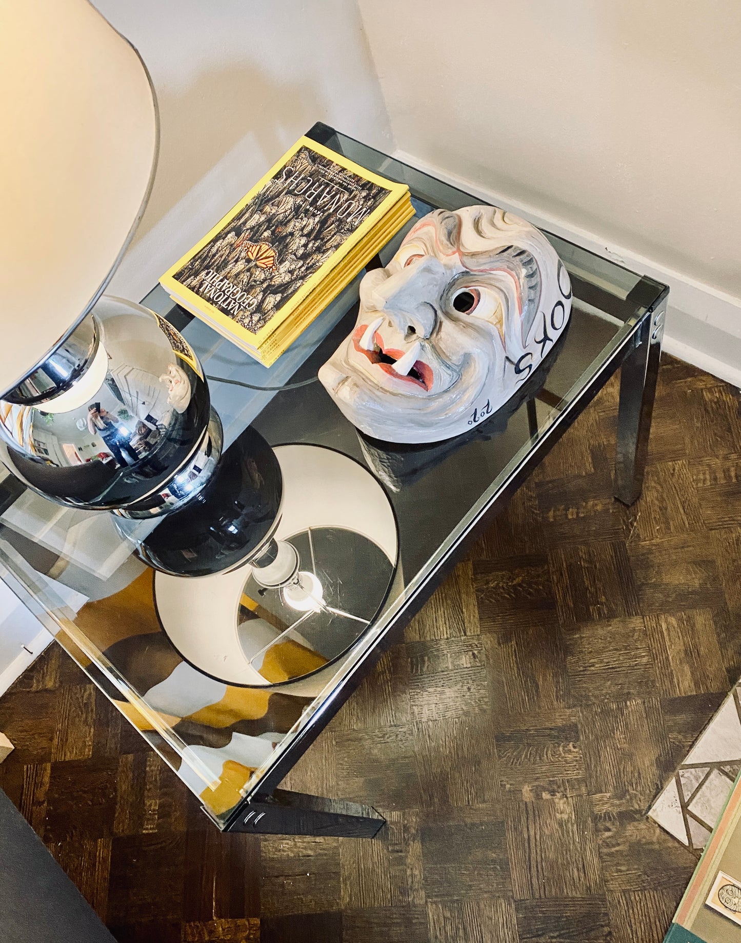 1970s Smoky Glass & Chrome Side Table