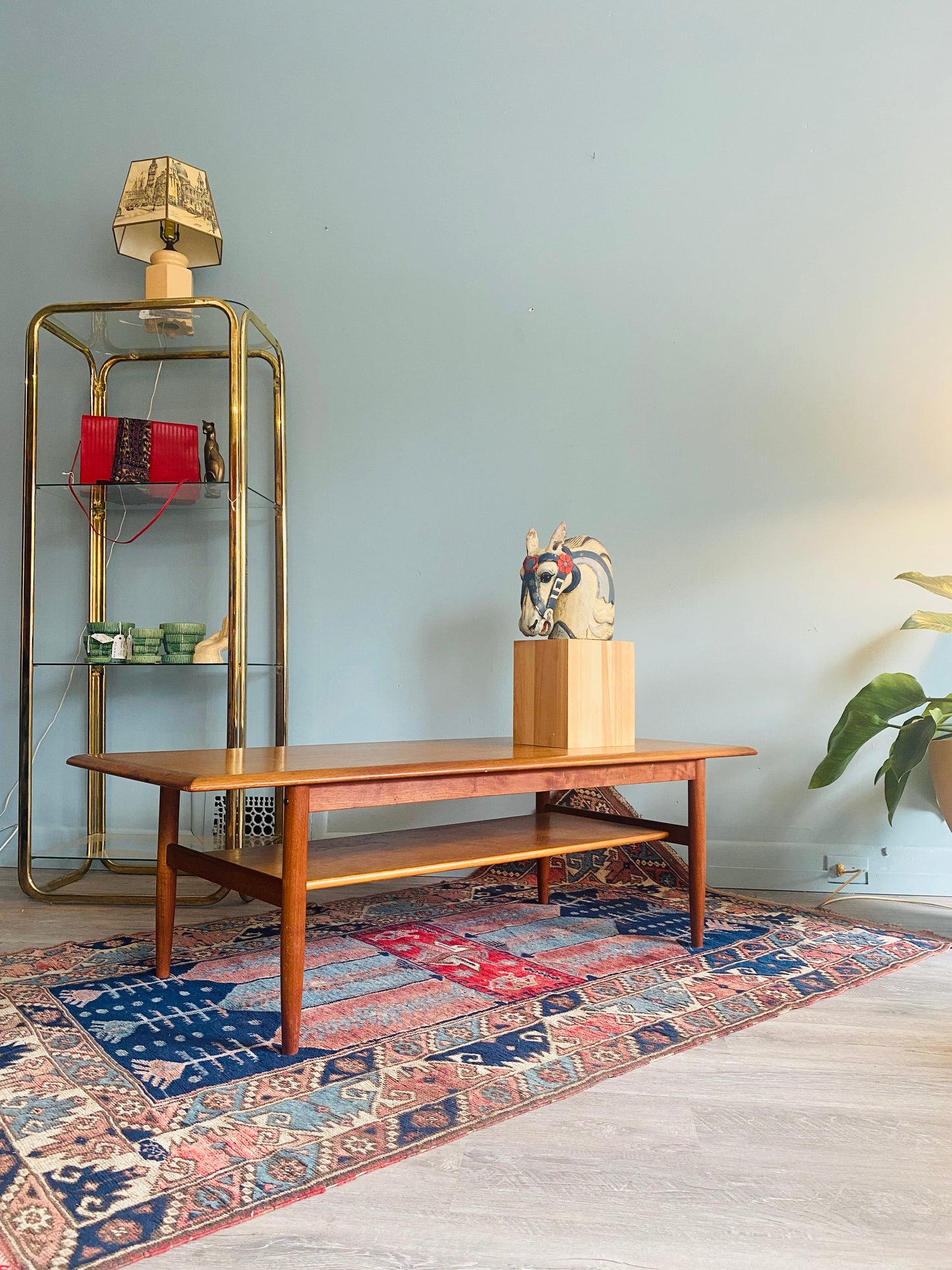1980s Brass and Glass Shelf Unit