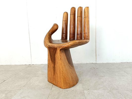 1980s Wooden Hand Sculpture Chair