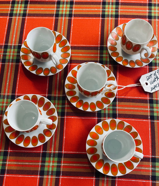 Set of 5 Vintage Italian Espresso Cups with Saucers