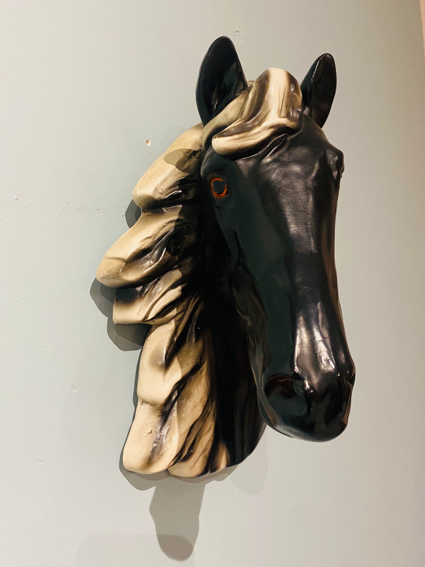 Vintage Plaster Horse Head, Left Facing