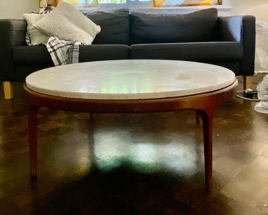 Vintage Round MCM Marble Coffee Table